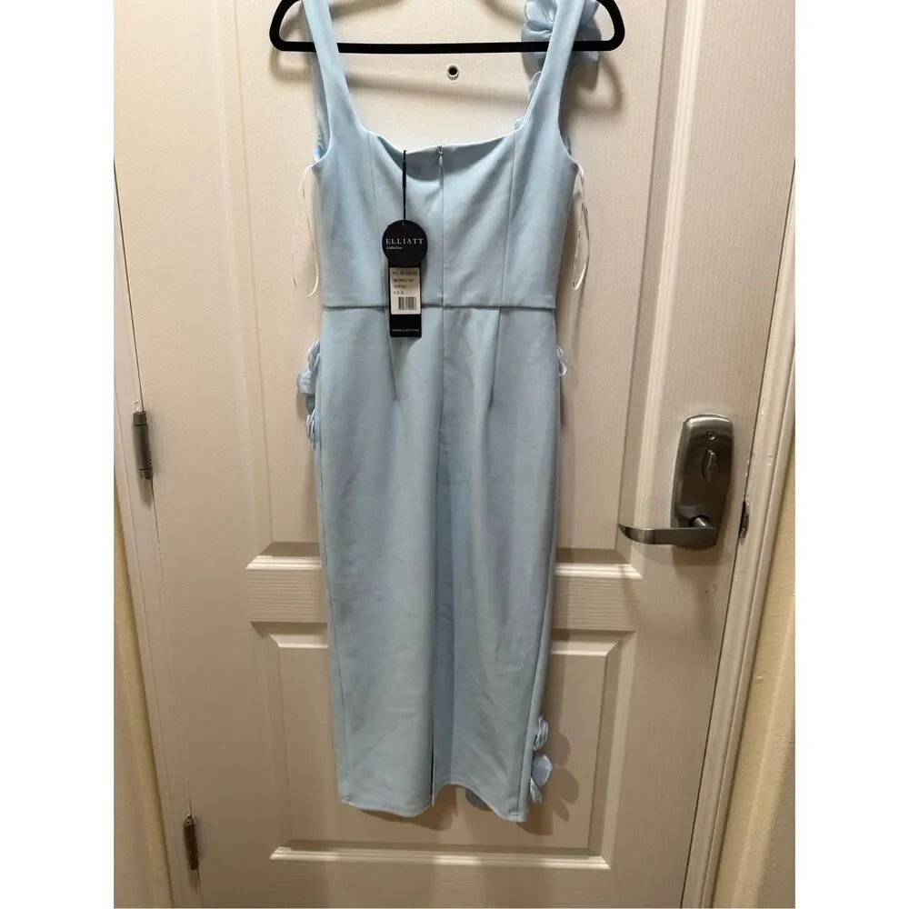 Elliatt Chantelle 3D Midi Dress Blue weddings parties evening events size M NWT - Picture 7 of 8